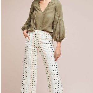 Anthropologie Wide Leg Linen Circle Pants size 12